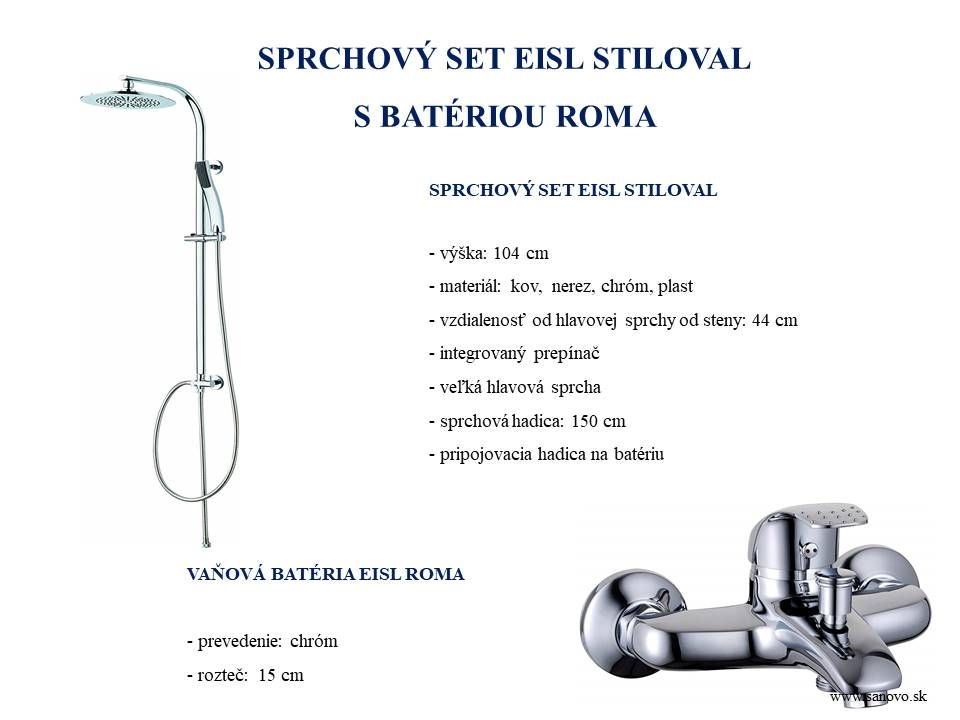 Sprchový set EISL STILOVAL s vaňovou batériou ROMA